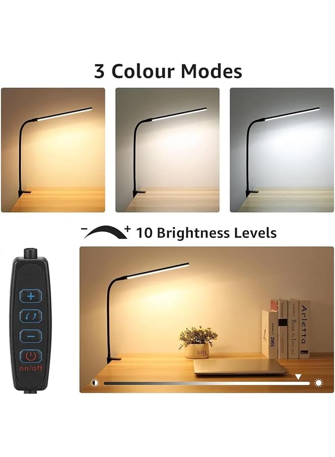 erorex Led Single Head Reading Desk Lamp Foldable Swing Arm Table Lamp With Clip Dimmable Workstation Office Pc Eye Protection - Image 2