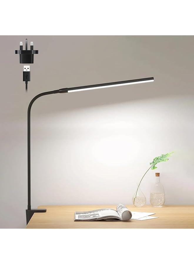 erorex Led Single Head Reading Desk Lamp Foldable Swing Arm Table Lamp With Clip Dimmable Workstation Office Pc Eye Protection - Image 1