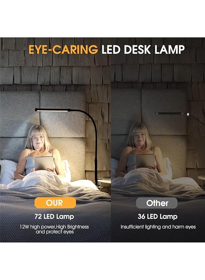 erorex Led Single Head Reading Desk Lamp Foldable Swing Arm Table Lamp With Clip Dimmable Workstation Office Pc Eye Protection - Image 5