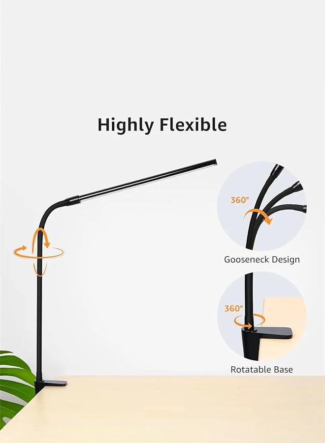 erorex Led Single Head Reading Desk Lamp Foldable Swing Arm Table Lamp With Clip Dimmable Workstation Office Pc Eye Protection - Image 4
