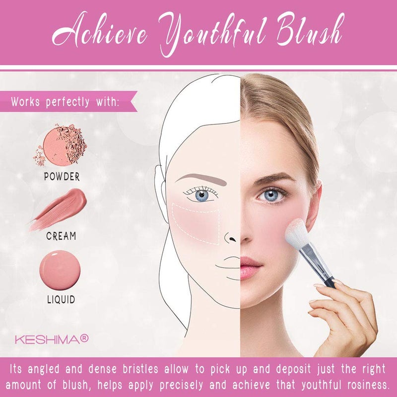 KESHIMA Angled Blush Brush & Bronzer - Premium Contour Brush for Blush, Bronzer & Powder Makeup Application - Vegan, Cruelty-Free - Image 4