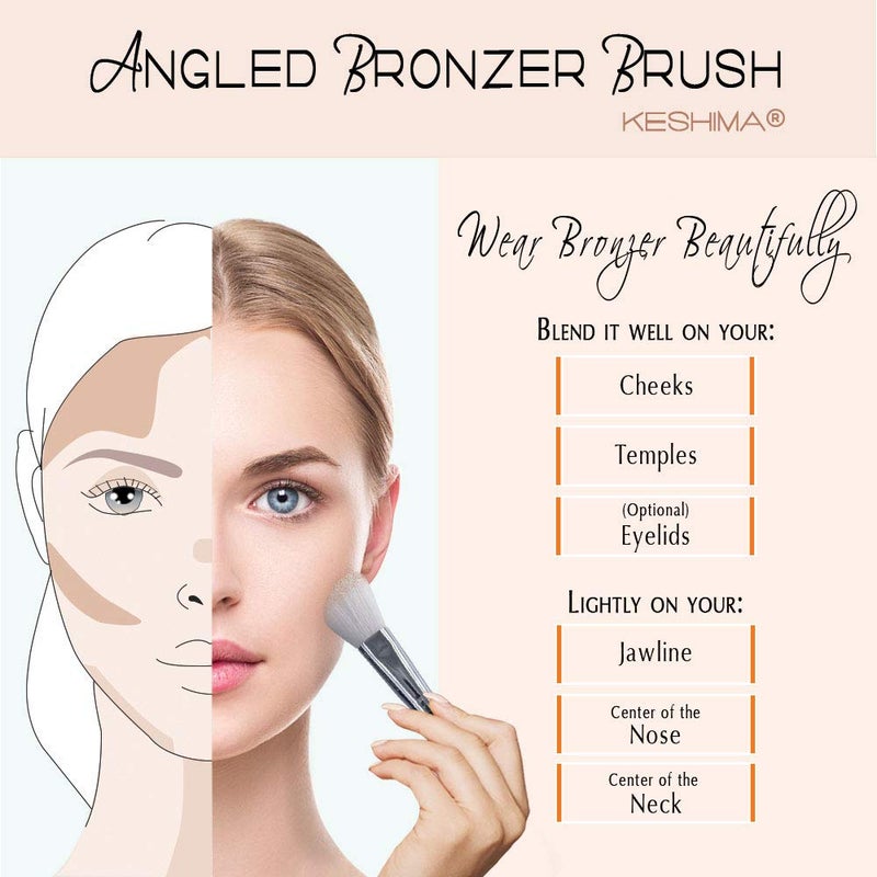 KESHIMA Angled Blush Brush & Bronzer - Premium Contour Brush for Blush, Bronzer & Powder Makeup Application - Vegan, Cruelty-Free - Image 3