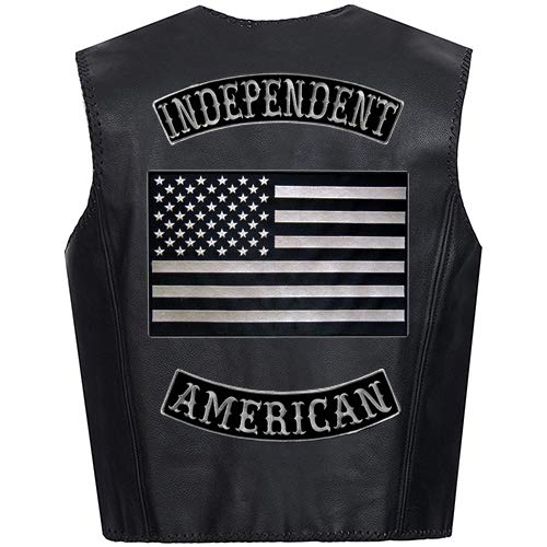 VEGASBEE® Big United States of America Flag USA Embroidered Iron-on Patch American Subdued Colors Black-Gray for Jacket Rider Vest Extra Large 14" by 9" inches XL Size US - Image 2