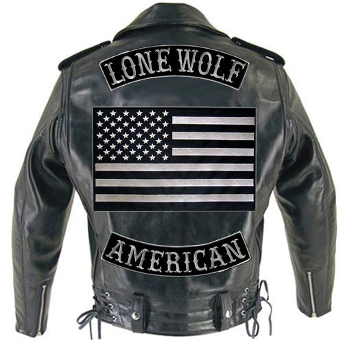 VEGASBEE® Big United States of America Flag USA Embroidered Iron-on Patch American Subdued Colors Black-Gray for Jacket Rider Vest Extra Large 14" by 9" inches XL Size US - Image 5