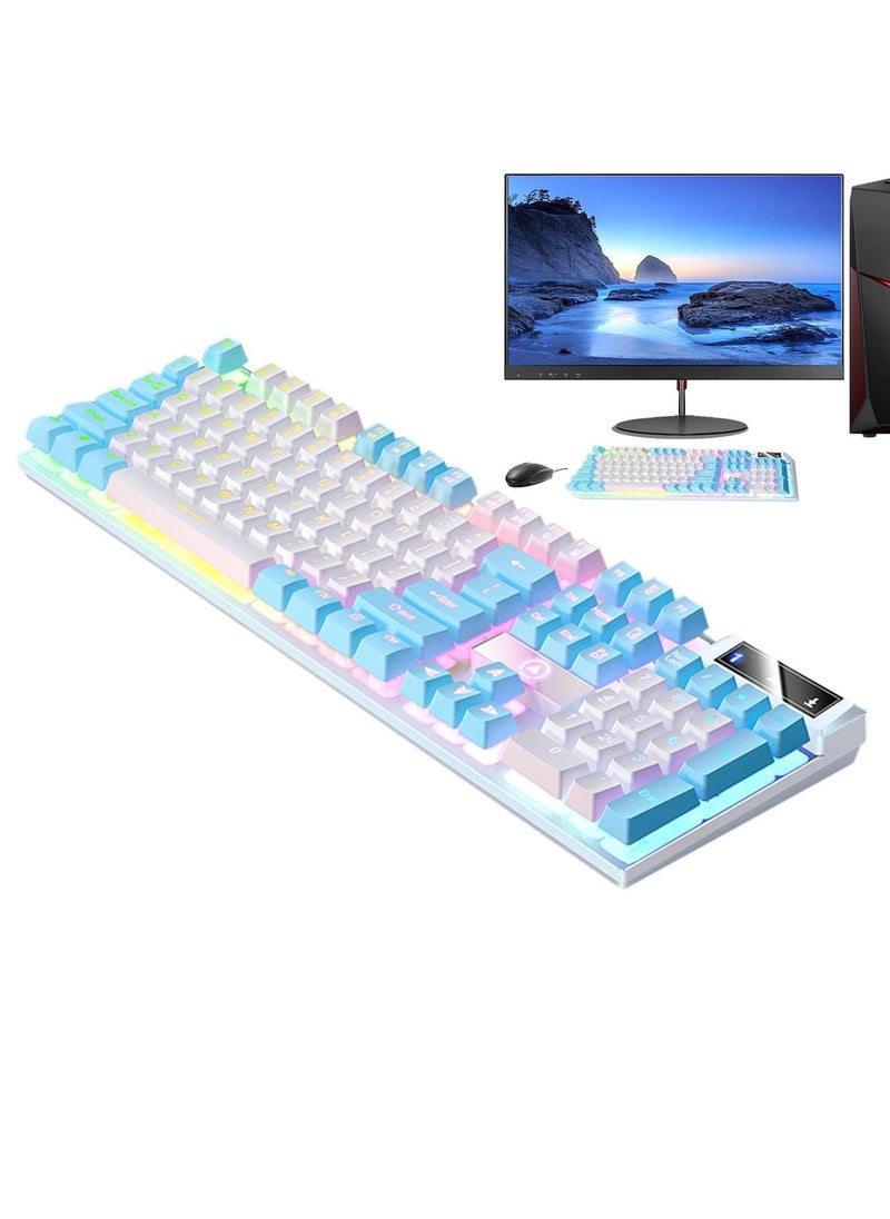 Mechanical Gaming Keyboard DIY RGB 104 Keys Ultra Slim LED Backlit USB Wired Keyboard Durable Abs Keycaps Responsive Keystrokes Spill Resistant Computer Keyboard for PC Mac Xbox Gamer - Image 1