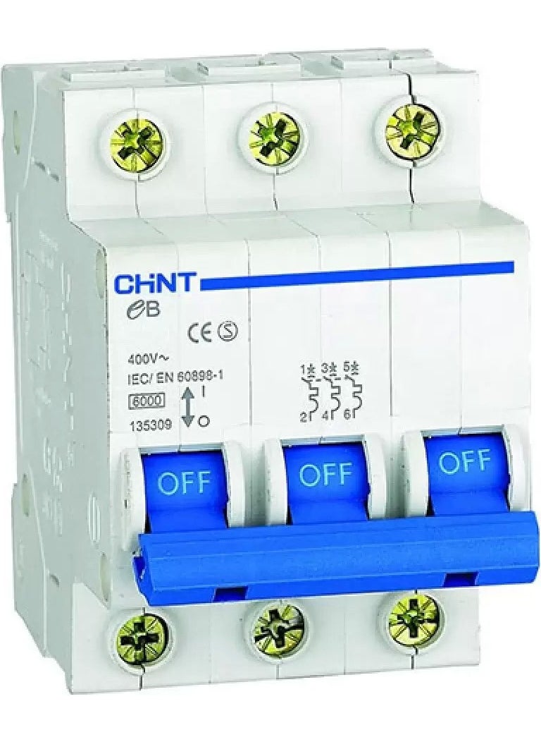 Chint - Three Phase 3X63A Type C Automatic Fuse 4,5ka 185641 - Image 1