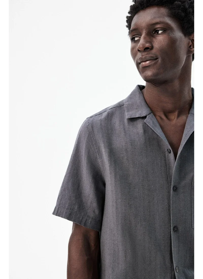 اتش اند ام Regular Fit Linen-blend resort shirt