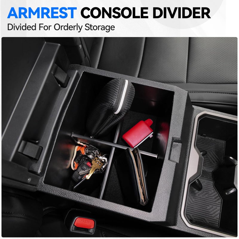 ELECFRESH 6PCS Center Console Organizer Tray for 2026 2025 2024 Toyota Tacoma Accessories, Armrest Hidden Storage Box, Rear and Console Cup Holder Glove and Armrest Storage Box with Insert Divider - Image 5