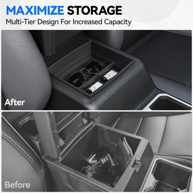 ELECFRESH 6PCS Center Console Organizer Tray for 2026 2025 2024 Toyota Tacoma Accessories, Armrest Hidden Storage Box, Rear and Console Cup Holder Glove and Armrest Storage Box with Insert Divider - Image 3