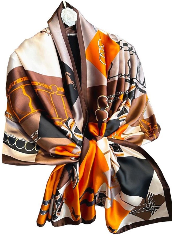 Saiusloa Dress Scarves Shawl Wraps Long Silky Scarf for Women Dressy Fashion Lightweight for Decorative Formal Evening Gowns, 1029-orange Saddle, 70.8*35.4inch - Image 1