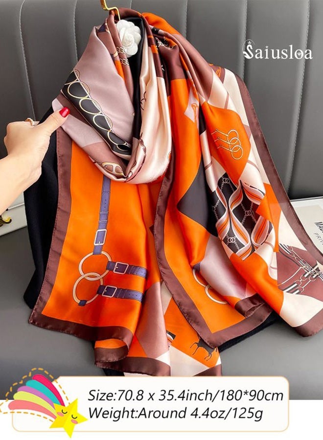 Saiusloa Dress Scarves Shawl Wraps Long Silky Scarf for Women Dressy Fashion Lightweight for Decorative Formal Evening Gowns, 1029-orange Saddle, 70.8*35.4inch - Image 3