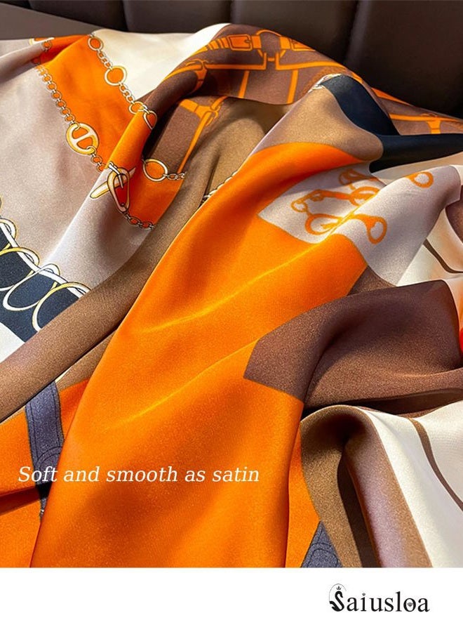 Saiusloa Dress Scarves Shawl Wraps Long Silky Scarf for Women Dressy Fashion Lightweight for Decorative Formal Evening Gowns, 1029-orange Saddle, 70.8*35.4inch - Image 5