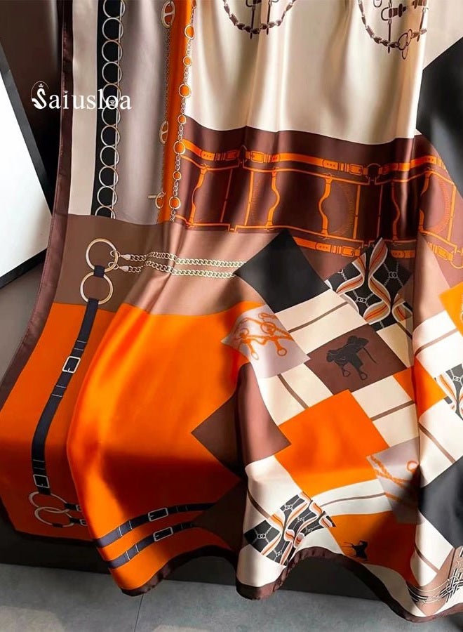 Saiusloa Dress Scarves Shawl Wraps Long Silky Scarf for Women Dressy Fashion Lightweight for Decorative Formal Evening Gowns, 1029-orange Saddle, 70.8*35.4inch - Image 2