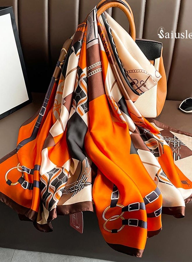 Saiusloa Dress Scarves Shawl Wraps Long Silky Scarf for Women Dressy Fashion Lightweight for Decorative Formal Evening Gowns, 1029-orange Saddle, 70.8*35.4inch - Image 4
