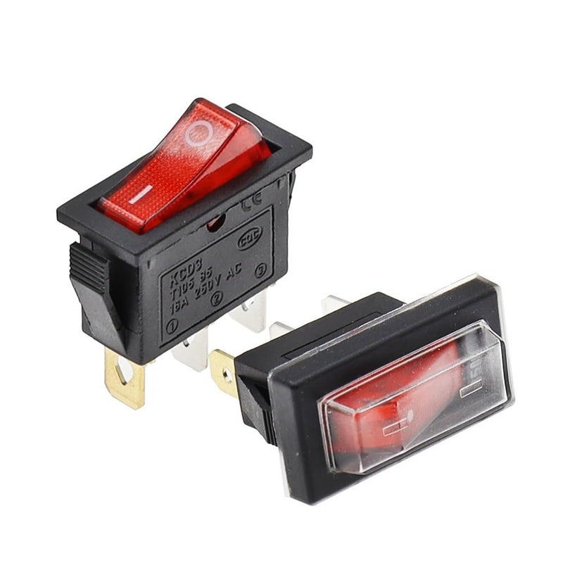 Red Light 10PCS KCD3 Rocker Switch ON Off ON Off ON 2 Position 3 Pin 16A 250V 20A 125V AC Power Switch - Image 4