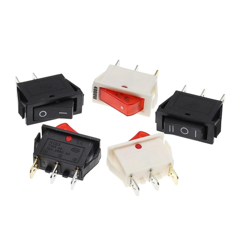 Red Light 10PCS KCD3 Rocker Switch ON Off ON Off ON 2 Position 3 Pin 16A 250V 20A 125V AC Power Switch - Image 3