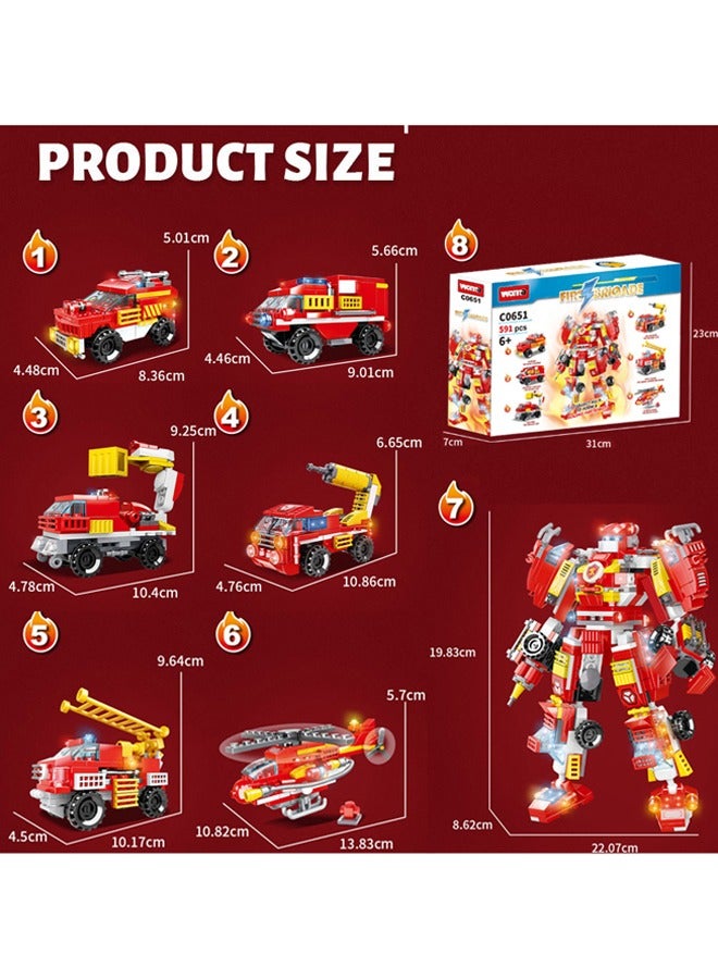 WOMA مجموعة مكعبات بناء سيارة نموذج إنقاذ الحريق 6 في 1، ألعاب مكعبات إبداعية للأولاد من عمر 6 سنوات فما فوق - Image 5