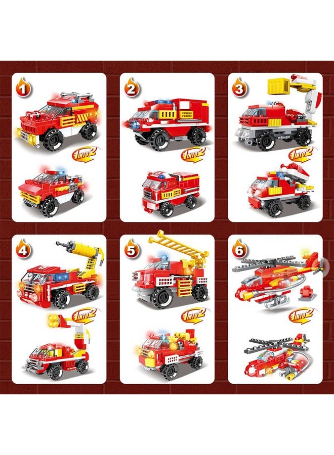 WOMA مجموعة مكعبات بناء سيارة نموذج إنقاذ الحريق 6 في 1، ألعاب مكعبات إبداعية للأولاد من عمر 6 سنوات فما فوق - Image 3