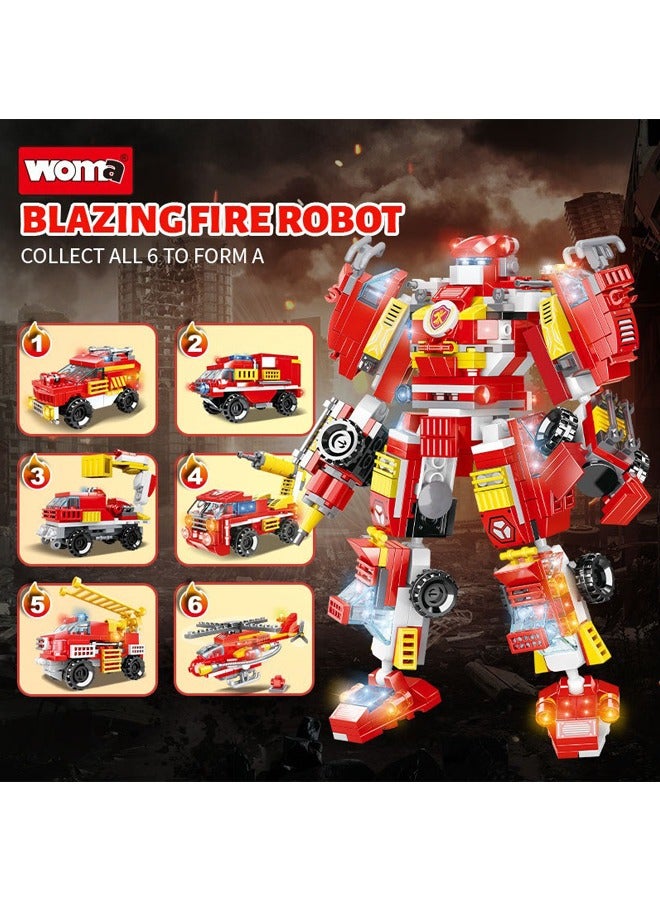 WOMA مجموعة مكعبات بناء سيارة نموذج إنقاذ الحريق 6 في 1، ألعاب مكعبات إبداعية للأولاد من عمر 6 سنوات فما فوق - Image 2