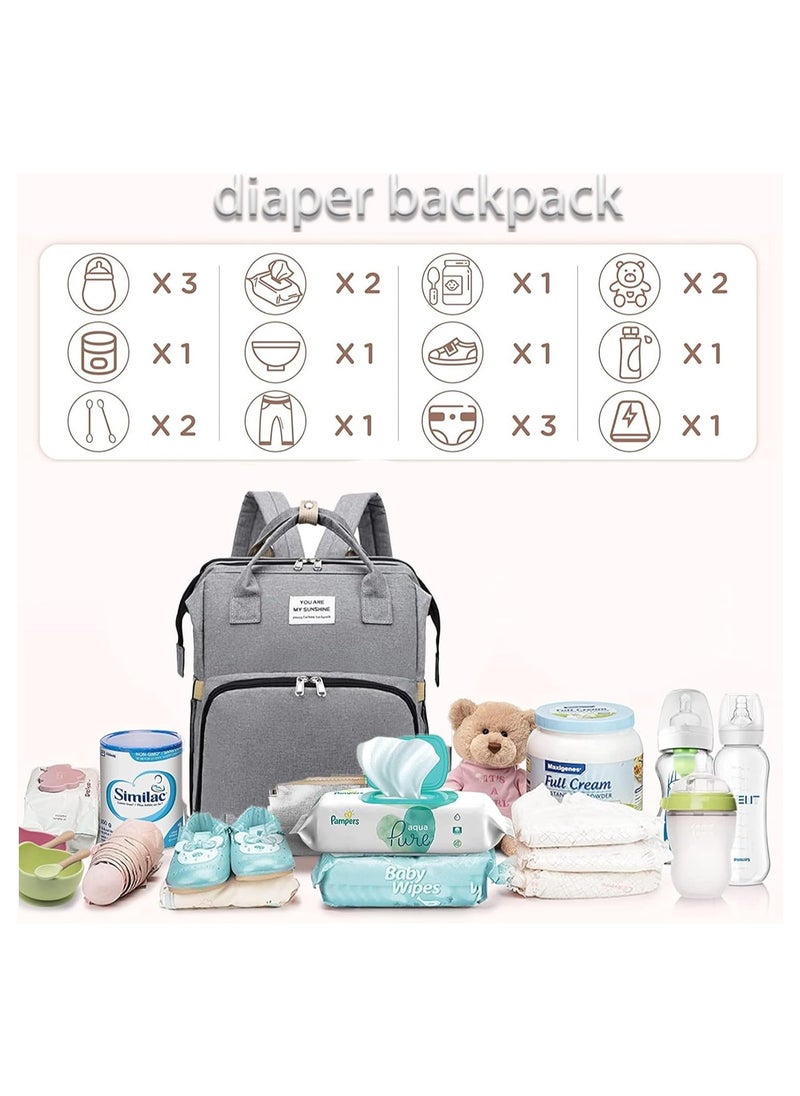 SYOSI - Diaper Bag Backpack, Multifunction Travel Baby Changing Bag, Multifunction Waterproof Travel Back Pack for Moms Dads, Newborn Baby Essential Gifts, Versatile Diaper Changing Station(Grey)(1 Pack) - Image 1