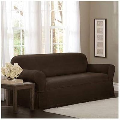 MAYTEX Torie Stretch 1-Piece Loveseat Furniture Cover/Slipcover, Chocolate - Image 1