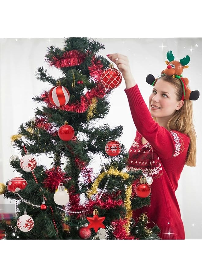 erorex 42Pcs Balls Decoration Shatterproof Balls Set Diy Hanging Balls Decoration For Tree Shop Window Party Red+White  - Image 3