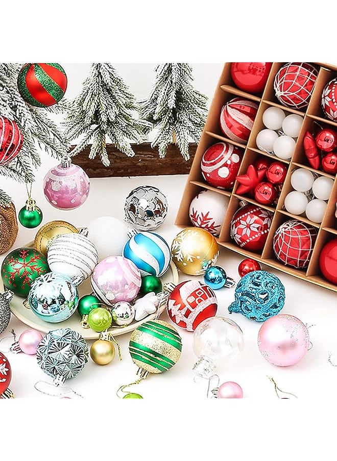 erorex 42Pcs Balls Decoration Shatterproof Balls Set Diy Hanging Balls Decoration For Tree Shop Window Party Red+White  - Image 2
