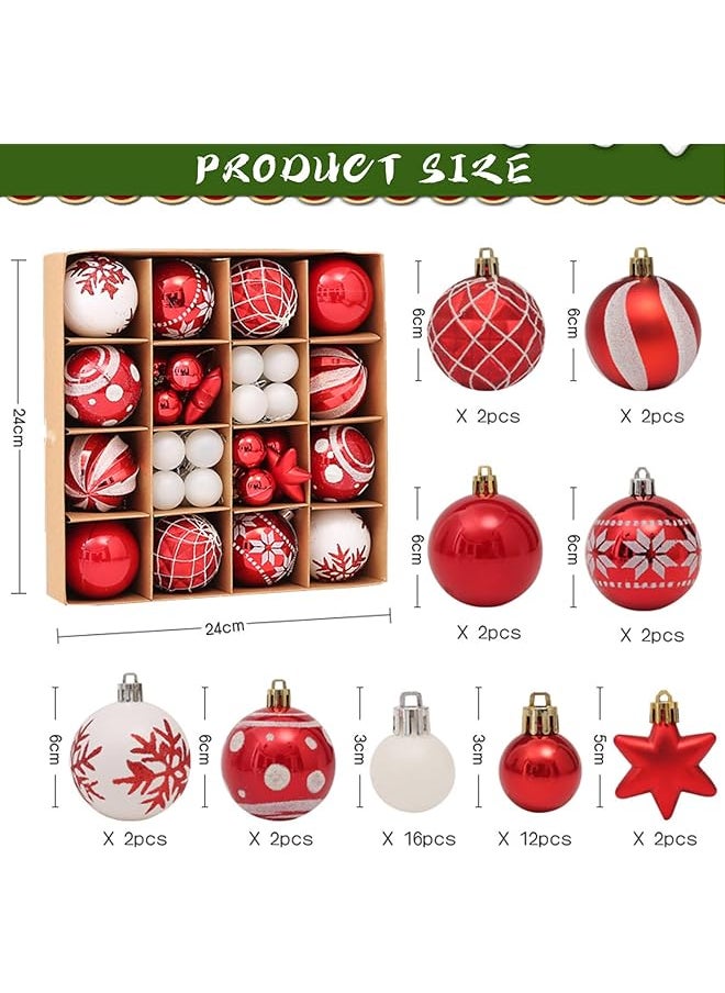 erorex 42Pcs Balls Decoration Shatterproof Balls Set Diy Hanging Balls Decoration For Tree Shop Window Party Red+White  - Image 5