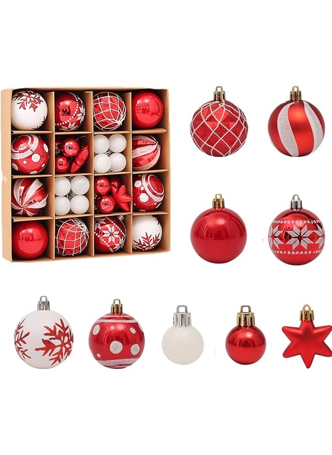 erorex 42Pcs Balls Decoration Shatterproof Balls Set Diy Hanging Balls Decoration For Tree Shop Window Party Red+White  - Image 1