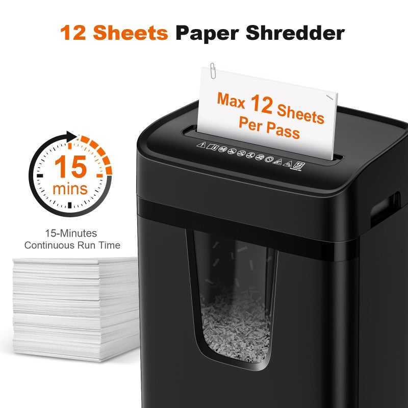 Bonsaii 12 Sheet Paper Shredder for Home Office, Heavy Duty Cross Cut Shredder with 5.5 Gal Pullout Bin, Home Shredder for CDs/Credit Card/Document/Mail, P-4 Security Level - Image 2