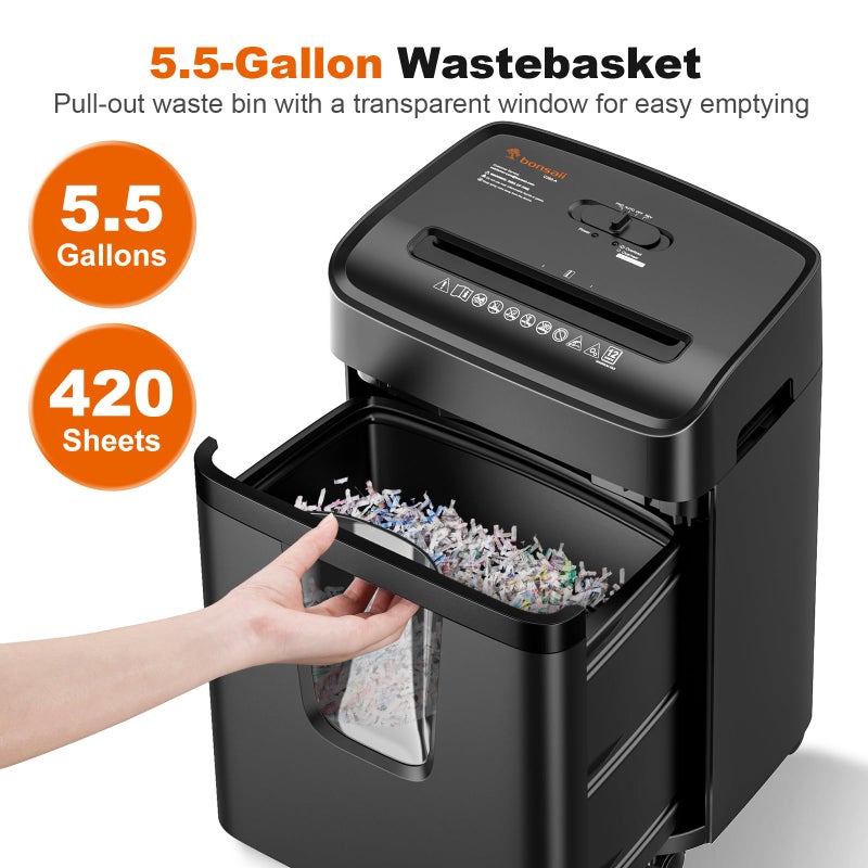 Bonsaii 12 Sheet Paper Shredder for Home Office, Heavy Duty Cross Cut Shredder with 5.5 Gal Pullout Bin, Home Shredder for CDs/Credit Card/Document/Mail, P-4 Security Level - Image 5