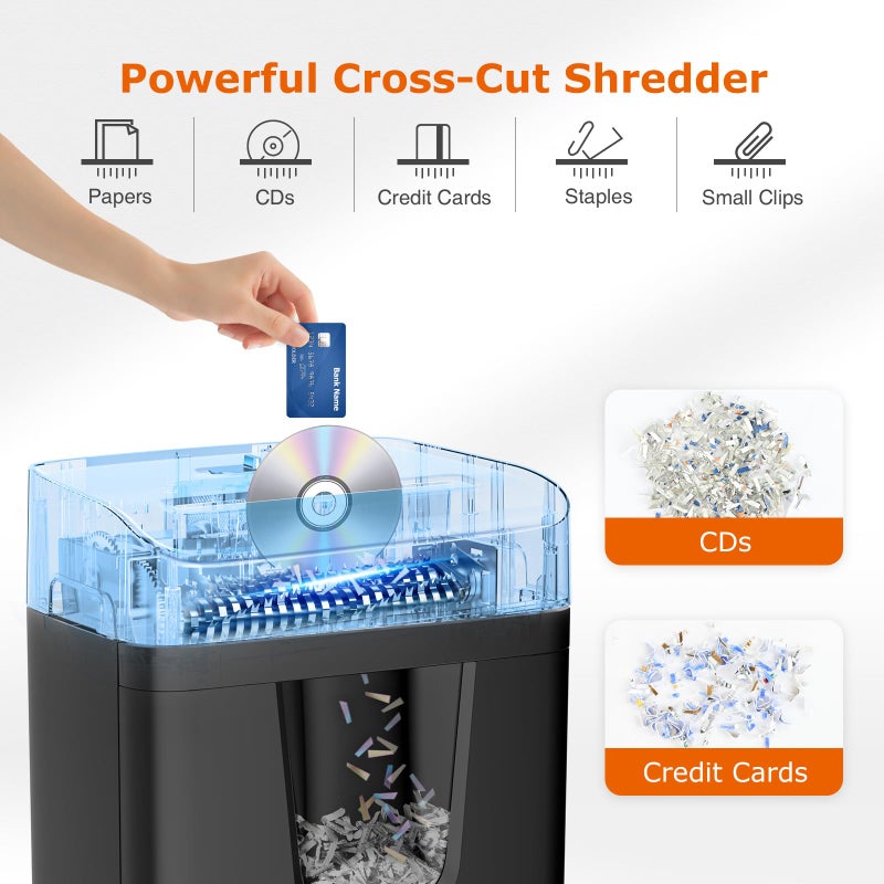 Bonsaii 12 Sheet Paper Shredder for Home Office, Heavy Duty Cross Cut Shredder with 5.5 Gal Pullout Bin, Home Shredder for CDs/Credit Card/Document/Mail, P-4 Security Level - Image 3