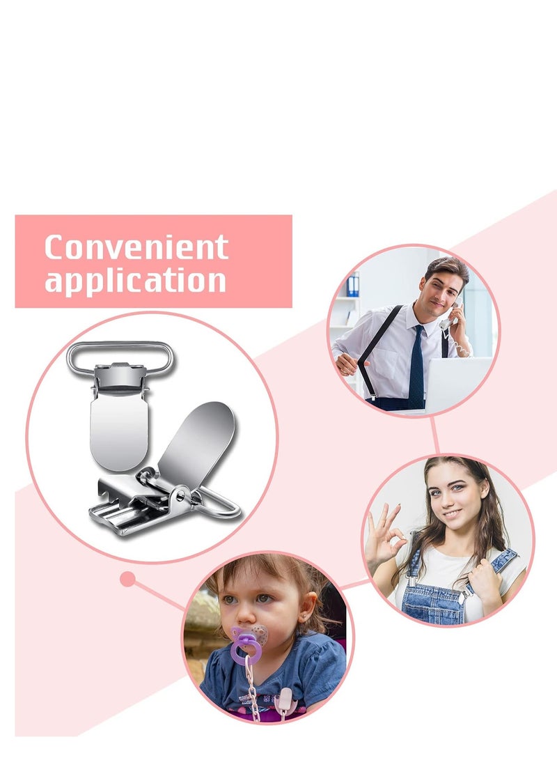 KASTWAVE Metal Pacifier Suspender Clips Straps Holder Fasteners Clips Baby Pacifier Suspender Snap Heavy Duty Fasteners Clips for Making Pacifier Holders Bib Bed Sheet Fasteners Toy Clip - Image 2