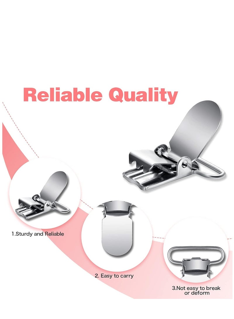 KASTWAVE Metal Pacifier Suspender Clips Straps Holder Fasteners Clips Baby Pacifier Suspender Snap Heavy Duty Fasteners Clips for Making Pacifier Holders Bib Bed Sheet Fasteners Toy Clip - Image 3