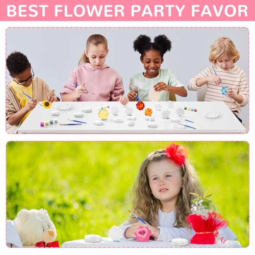 JellyArch 20 Set Flower DIY Painting Kit Ceramic to Paint Your Own Statues Unpainted Plaster Figurines Brushes Acrylic Paints Bags Party Favor for Adults - Image 3