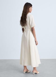 MANGO Casual Belt Linen Dress  - Image 2