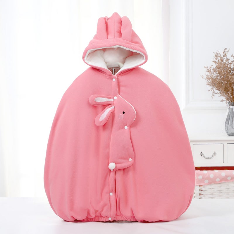 Baby Cape Cloak Autumn Winter Windproof Wrap 0-6M bunny pink