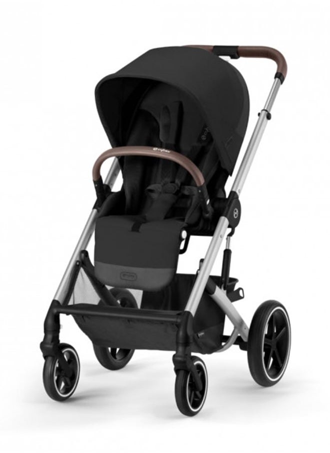 cybex Balios S Lux Toddler And Baby Stroller With Reversible Seat, Unique One-Pull Harness, And Multiple Recline - Travel System Ready, With One Hand Fold, Silver Frame/Moon Black Seat 