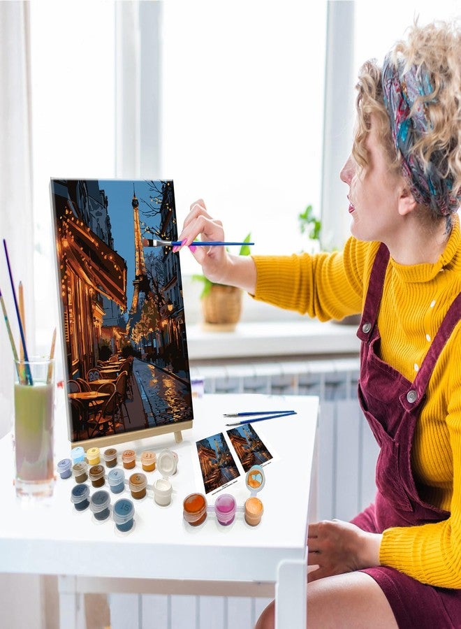JOOZ Paint by Numbers Kit for Adults with Frame Eiffel Tower Paint by Number with Easel City Street Scene Adult Paint by Number Kits Paint by Number Canvas for Gift Home Wall Decor 7.87x11.81 Inch - Image 4