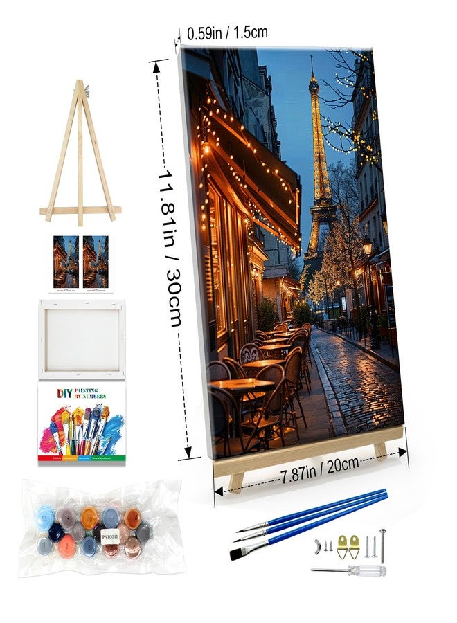 JOOZ Paint by Numbers Kit for Adults with Frame Eiffel Tower Paint by Number with Easel City Street Scene Adult Paint by Number Kits Paint by Number Canvas for Gift Home Wall Decor 7.87x11.81 Inch - Image 5