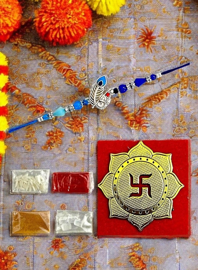 Gurjas Fancy Kitchen Rakhi للأولاد، الطاووس Rakhi For Borther، Rakshabhandhan For Bhai - Bhen، Rakhi For Bhai، Evil Eye Rakhi للأطفال، سوار للأولاد، أحدث Rakhi، مجموعة هدية Rakhi (3 قطع) - Image 3
