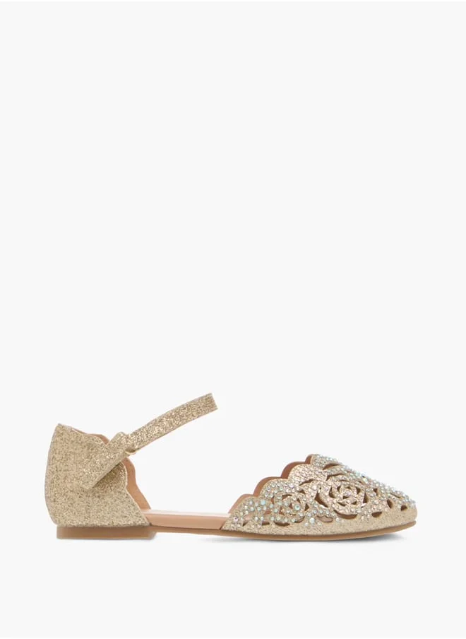 سيليست Girls Embellished Ballerinas With Hook And Loop Closure Ramadan Collection