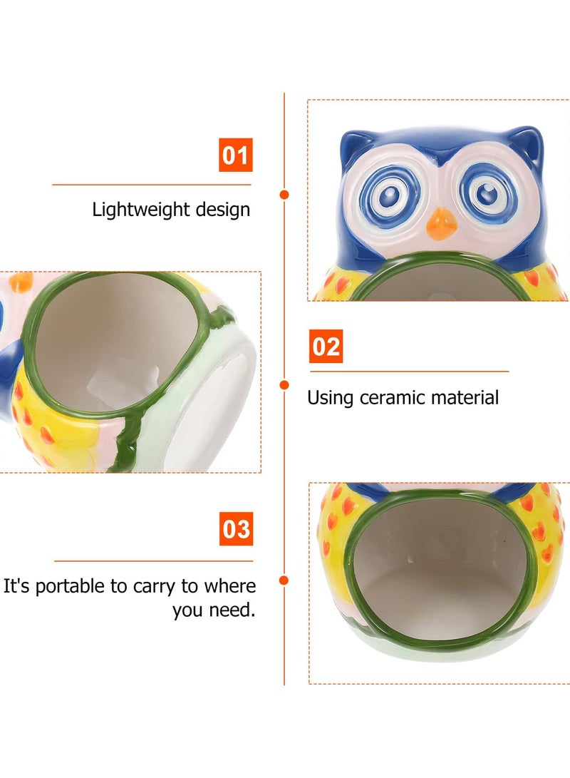 GGOOT Pet Hideout Hut Ceramic Hamster House Adorable Owl Adornment Chinchilla Hamster Nest - Image 2