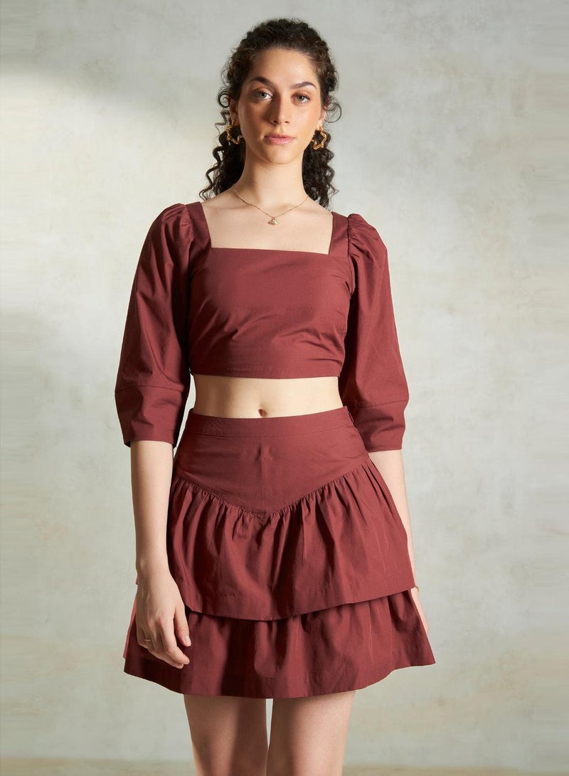 Virgio VIRGIO 100% Cotton Fitted Squareneck Crop Top  - Image 1