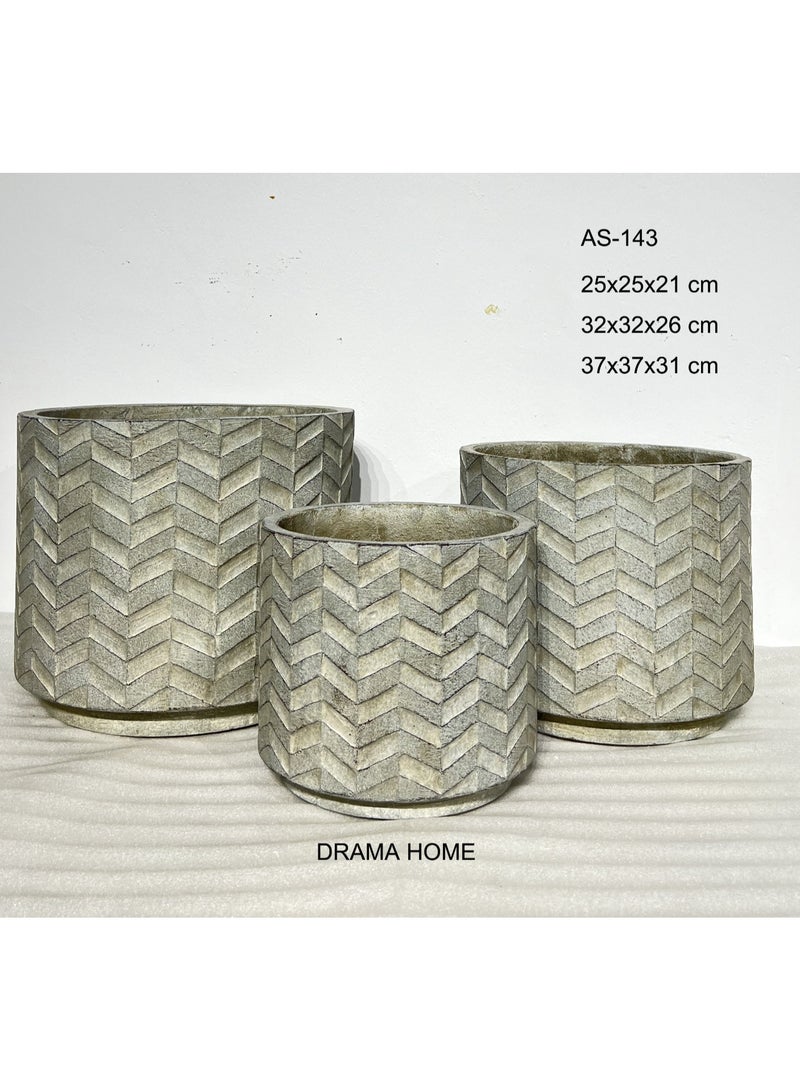 DRAMA HOME Elegant Plant Pot Set With a Modern Chevron Design, Adding a Unique Aesthetic Touch to Your indoor and outdoor spaces  - Image 2