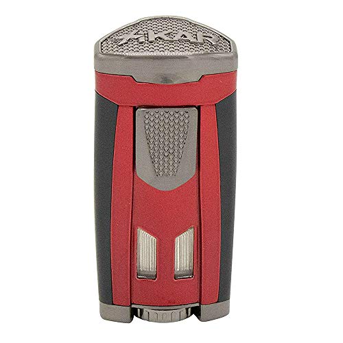 Xikar HP3 Inline Triple Flame Cigar Lighter, Attractive Gift Box, EZ-View Red Fuel Window, Honeycomb Texture, Daytona Red - Image 1