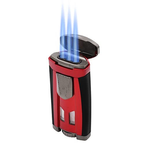 Xikar HP3 Inline Triple Flame Cigar Lighter, Attractive Gift Box, EZ-View Red Fuel Window, Honeycomb Texture, Daytona Red - Image 2