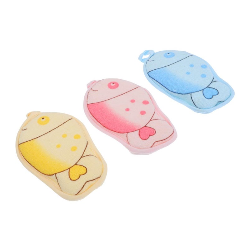 PartyKindom 3pcs Exfoliating Bath Towels Soft Gentle Skin Care Blue Yellow Pink - Image 4