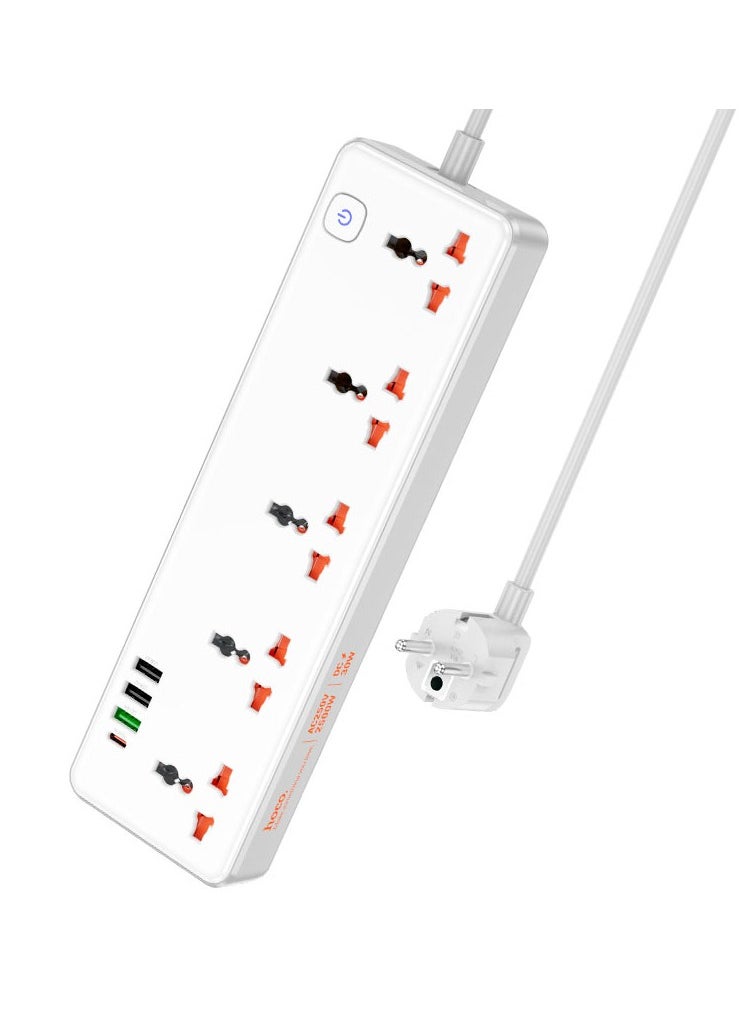 hoco. Power strip AC14A Rico PD30W + QC3.0 + 5 sockets  - Image 1