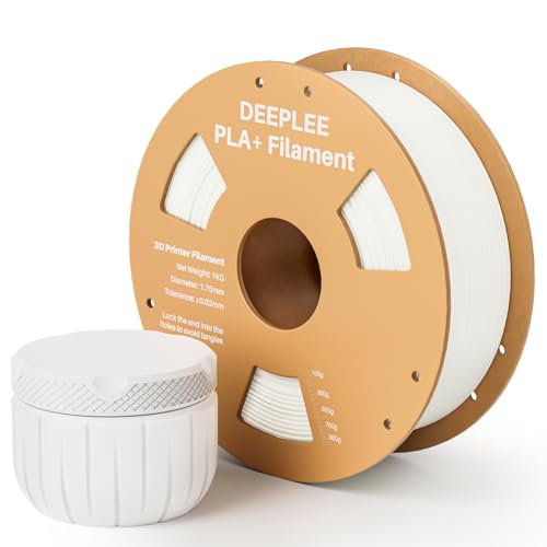 DEEPLEE PLA+ 1.75mm 3D Printer Filament, PLA Plus with Dimensional Accuracy +/- 0.02mm, Higher Strength and Toughness, Neatly Wound, No Clogging, Fits for Most FDM 3D Printers, 1KG White - Image 1